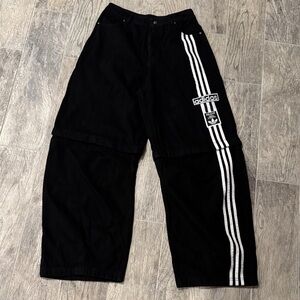 Adidas Black Pants with White Triple Stripes